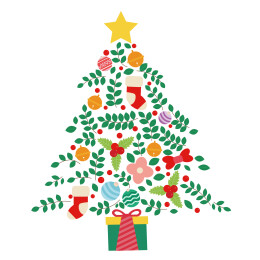 手绘矢量圣诞元素圣诞树圣诞礼盒