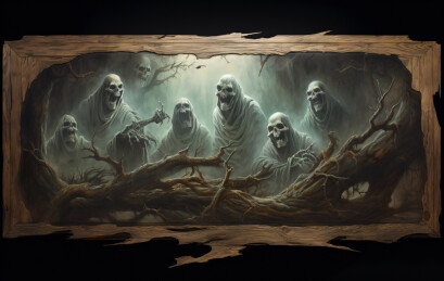 万圣节夜晚可怕的僵尸鬼魂