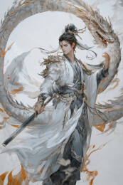 中国风人物形象和龙背景奇幻国潮壁纸