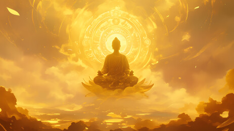 金色佛祖卡通插画