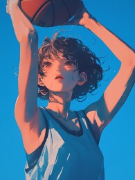 打篮球的女孩新海诚插画