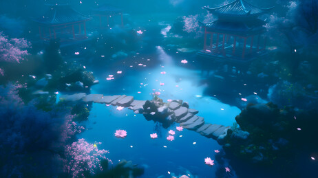 中国神话的桃花源壁纸