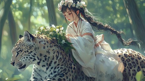 屈原九歌山鬼美人壁纸插画