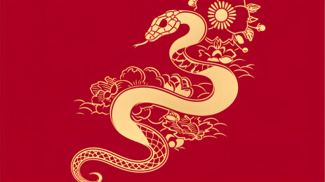 红色背景金色蛇年生肖蛇