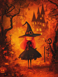 万圣节女巫城堡3D毛毡