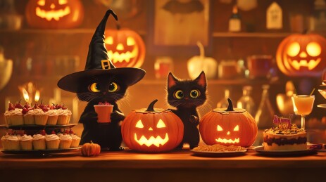 万圣节黑猫派对