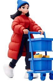 3D卡通女生购物