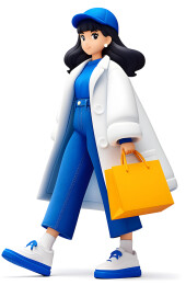 3D卡通女生购物