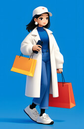 3D卡通女生购物