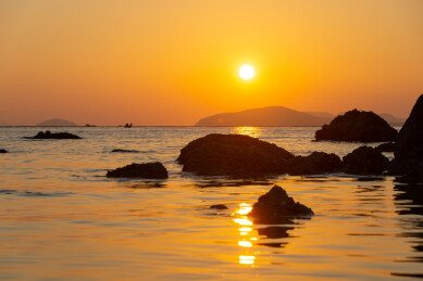 广东省阳江市阳西县上洋镇河北渔港日落