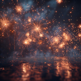 绚丽的烟花在夜空中绽放