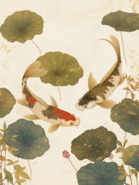 鱼荷叶国画工笔画