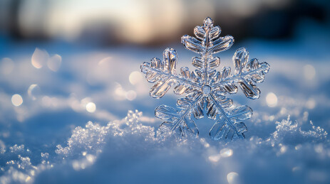 冬天雪花特写