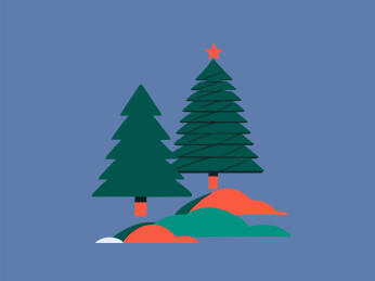 冬季圣诞树极简插画