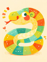 卡通可爱十二生肖蛇年生肖蛇设计插画