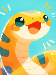 卡通可爱十二生肖蛇年生肖蛇设计插画