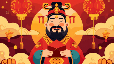 传统文化古风装饰门神财神年画