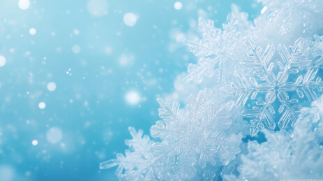 冬天冰雪主题雪景雪花特写蓝色背景图