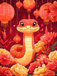 十二生肖蛇插画海报