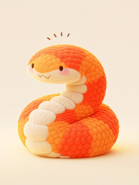 十二生肖毛绒风格吉祥物中国蛇