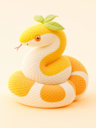 十二生肖毛绒风格吉祥物中国蛇