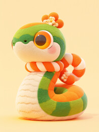 十二生肖毛绒风格吉祥物中国蛇