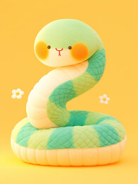 十二生肖毛绒风格吉祥物中国蛇