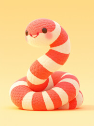 十二生肖毛绒风格吉祥物中国蛇