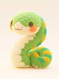 十二生肖毛绒风格吉祥物中国蛇