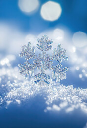 蓝色背景下的雪花装饰特写