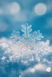 蓝色背景下的雪花装饰特写