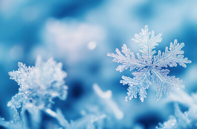 蓝色背景下冰冻植物的特写镜头