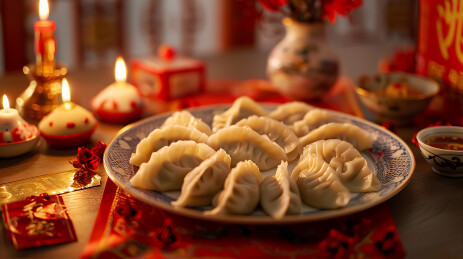 冬天节气饺子主题背景图片