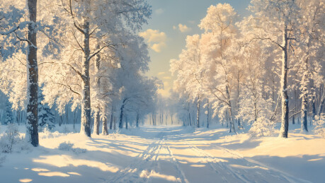 冬天树林里的雪景