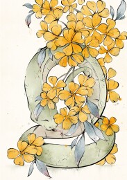 蛇年国风手绘插画系列迎春蛇