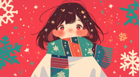 卡通可爱女孩冬天插画