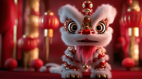 传统中国舞狮子