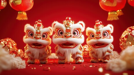 传统中国舞狮子