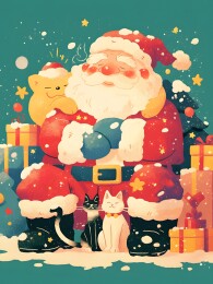 圣诞主题圣诞老人节日送礼物T恤图案