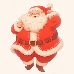 圣诞老人全身复古插画