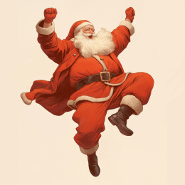 圣诞老人跳跃复古插画