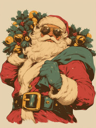 圣诞节圣诞老人潮流复古插画