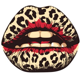 金钱豹纹嘴唇图案朝里涂鸦T恤布料家纺印花