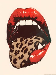 金钱豹纹嘴唇图案朝里涂鸦T恤布料家纺印花