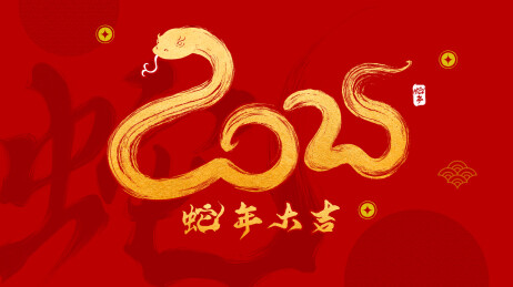 中国毛笔书法2025蛇年春节节日标志设计