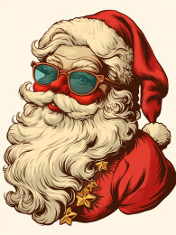 圣诞节圣诞老人潮流复古插画