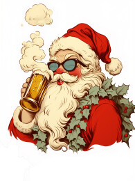 圣诞节圣诞老人潮流复古插画