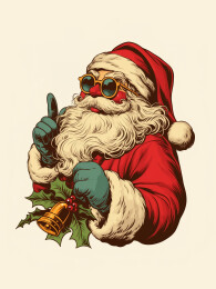 圣诞节圣诞老人潮流复古插画