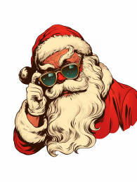 圣诞节圣诞老人潮流复古插画