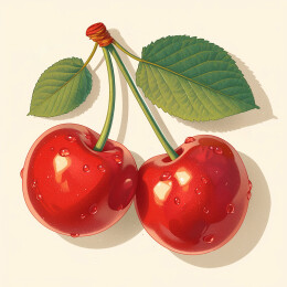 风格化插画樱桃组合
